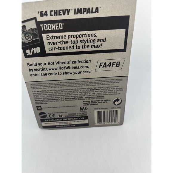 2020 Hot Wheels Zamac Wal-Mart Exclusive '64 Chevy Impala Tooned #9/10 - Picture 6 of 6